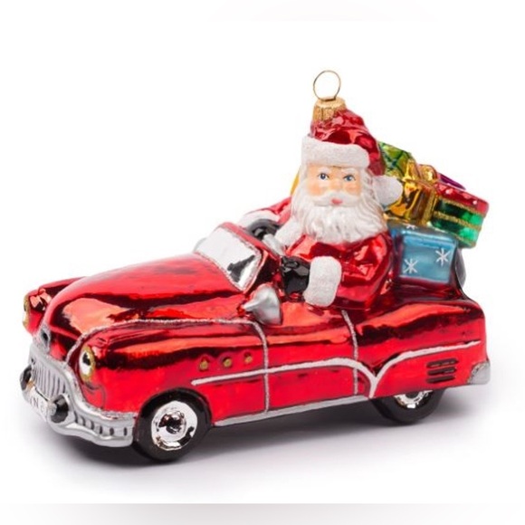 The Huras Family Santa in Oldsmobile Driving Red Car Ornament NWT - Picture 3 of 4